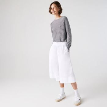 Lacoste Light Cotton Poplin Culottes Dámské - Kalhoty Bílé | CZ-JubjRy